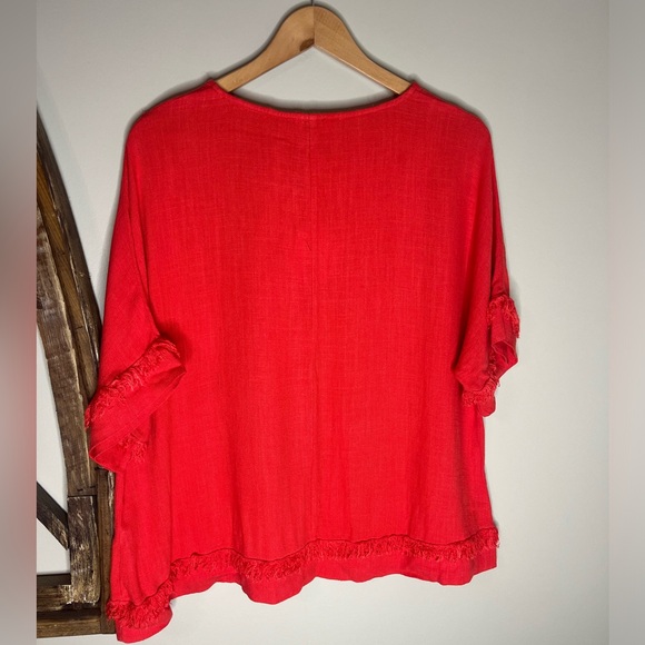Umgee Red Linen Top - Picture 2 of 3